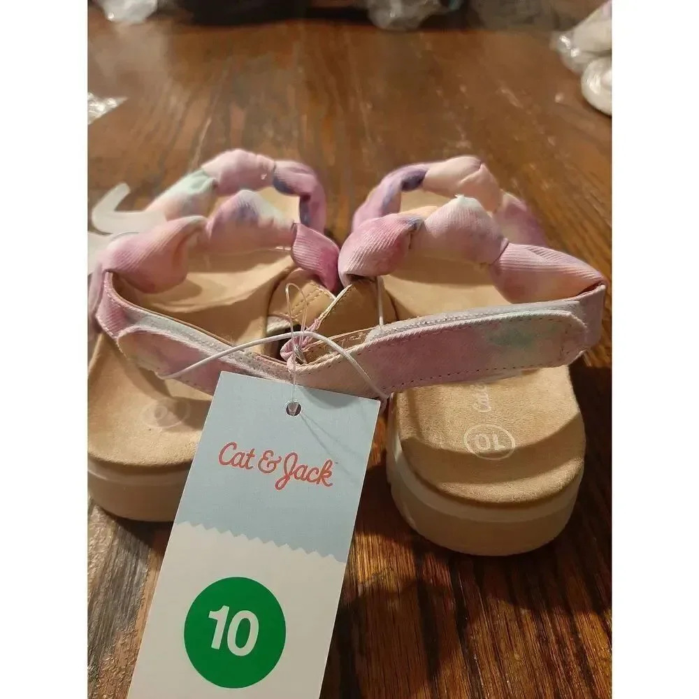 New Girls Size 10 Cat & Jack Cate Sandals Summer Shoes Hook and Loop NWT